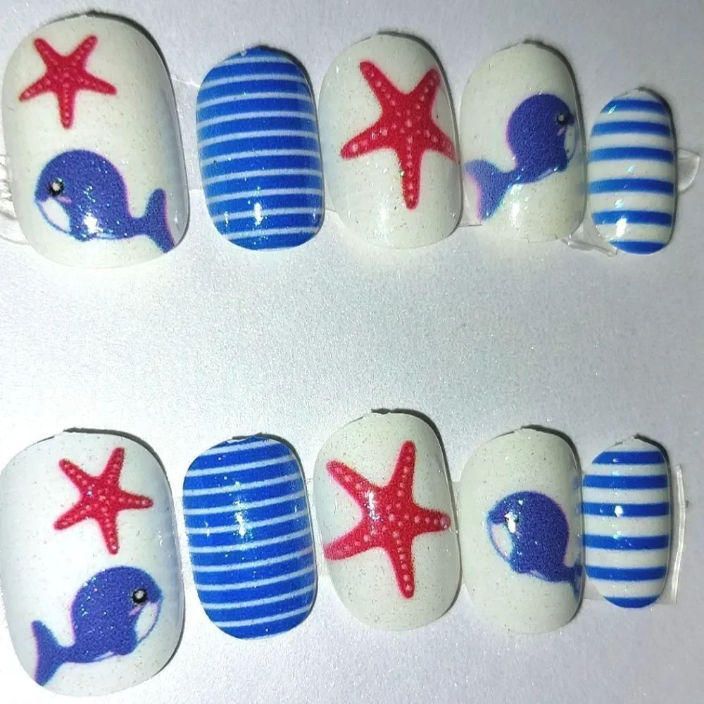 Kids custom sailor 10pc  press on nails